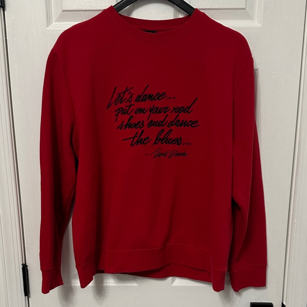 H&M Red Crewneck Sweater with Graphic Text